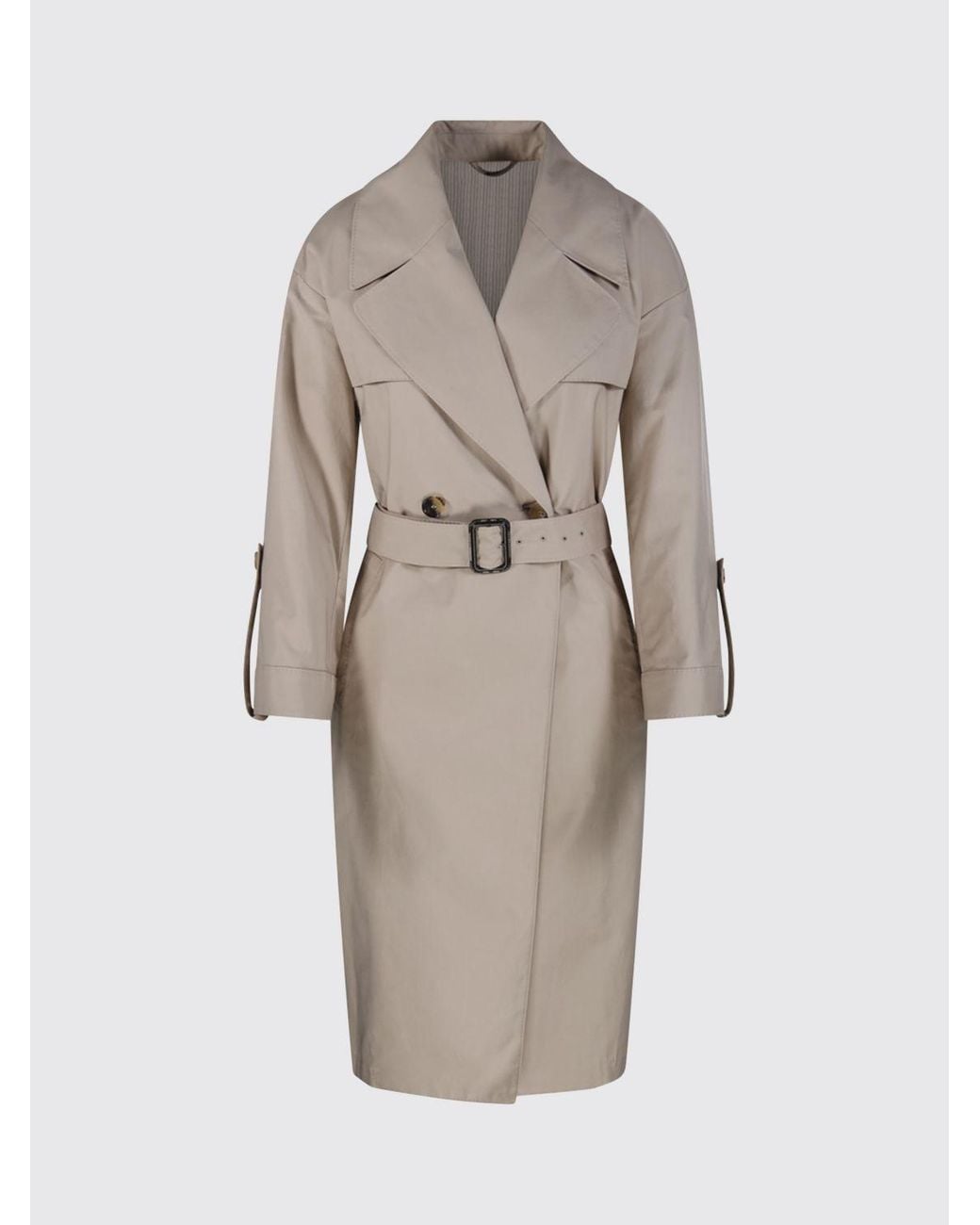Gabardina Cruzada De Mezcla De Algodón Max Mara de color Natural