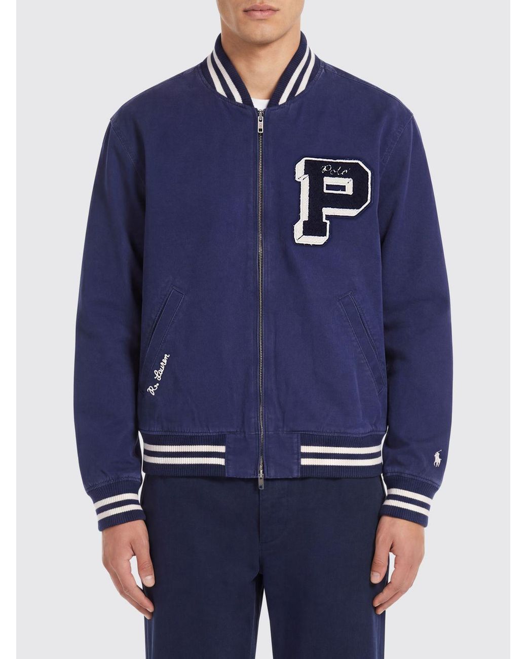 Polo Ralph Lauren Blue Cotton Bomber Jacket for men
