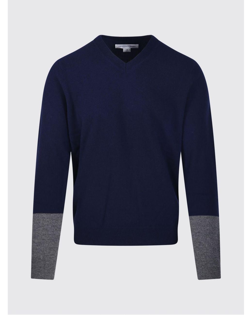 Comme des Garçons Blue Pure Lambswool V-Neck Jumper for men