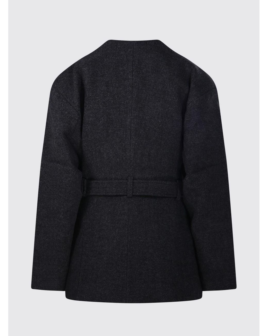 Ganni Blue Short Single-Breasted Belted Wool And Cashmere Coat