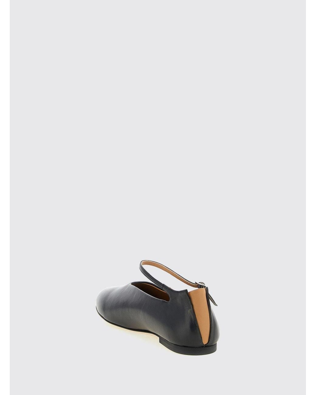 Jil Sander White Elyss Nappa Leather Flats With Ankle Strap