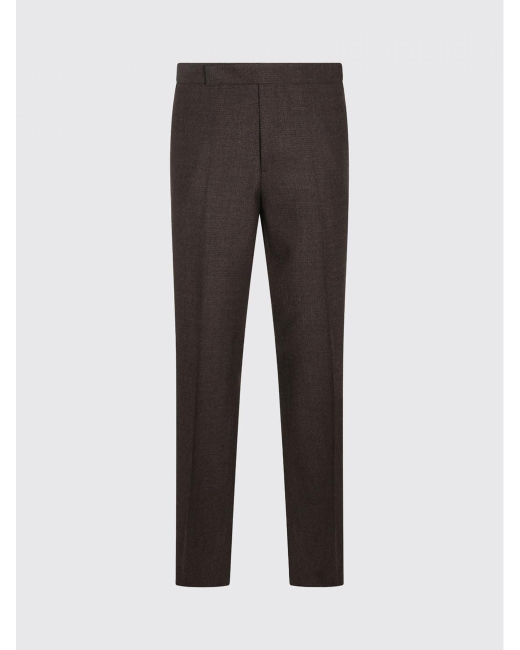 Lardini Brown Slim Fit Virgin Wool Tailored Trousers With Off-Centre Closure for men