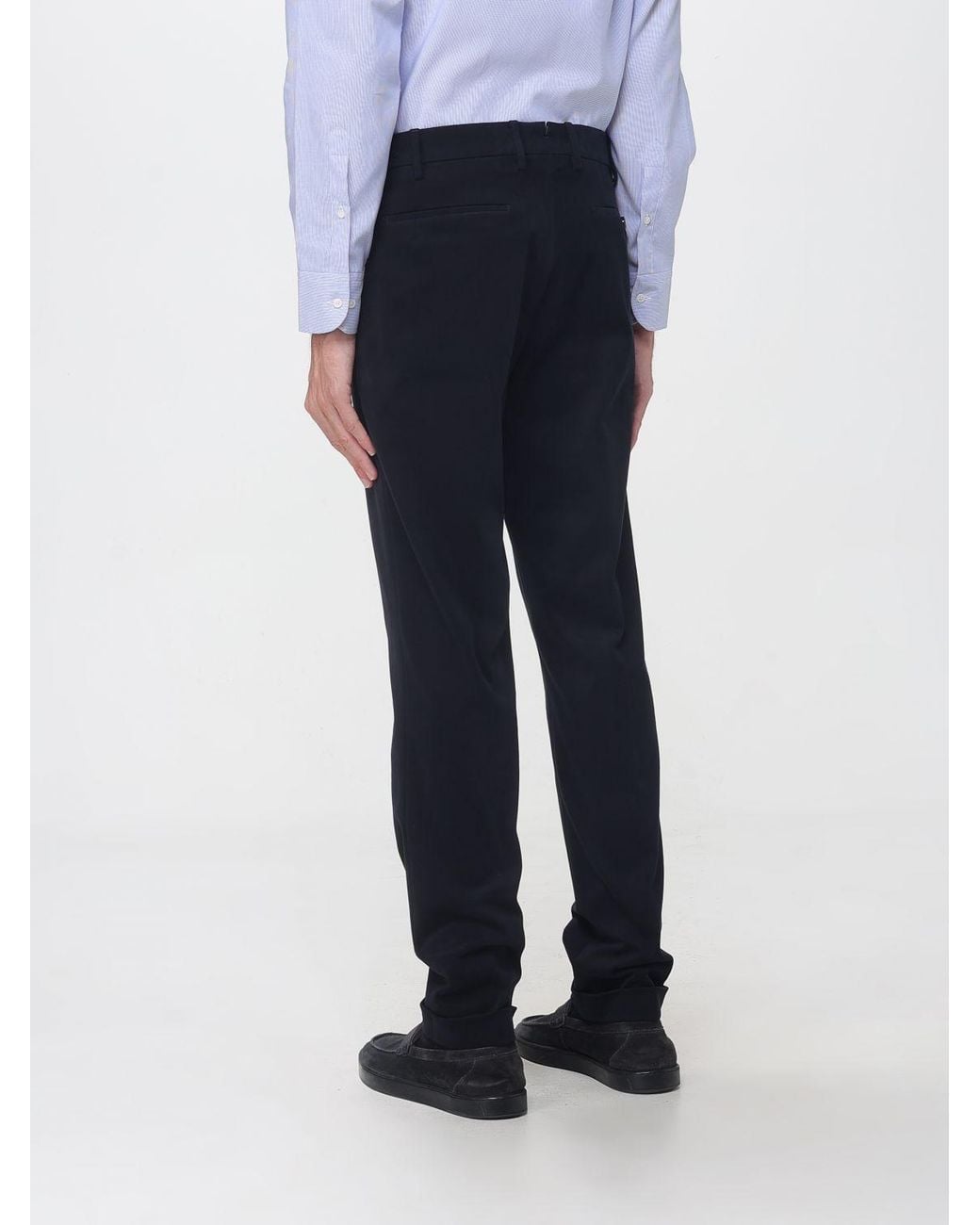 Berwich Blue Slim Fit Pleated Gabardine Chinos for men