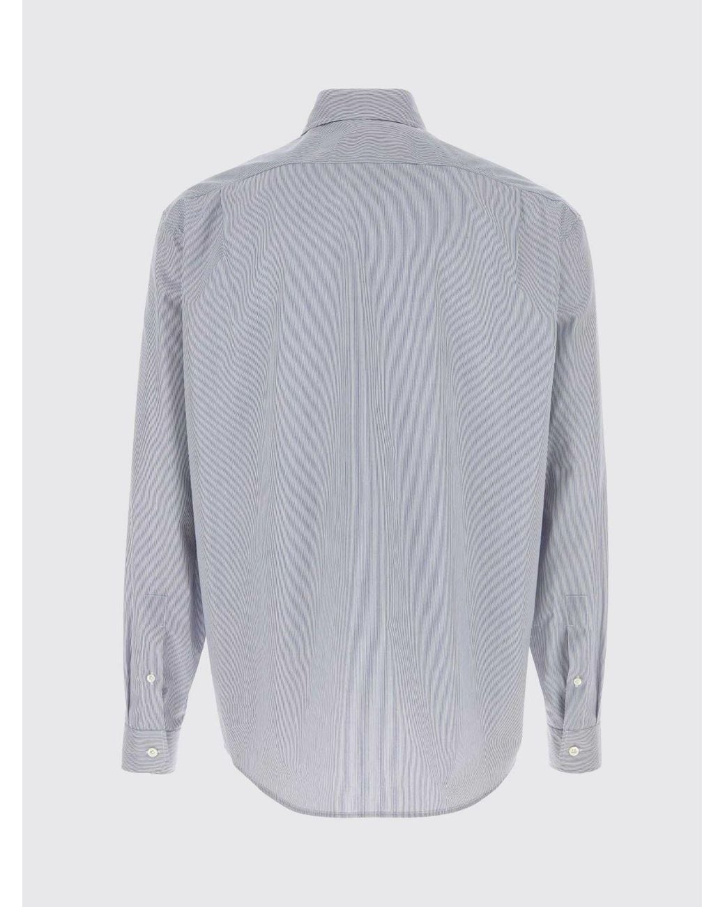 The Row Gray Striped Cotton Shirt With Button-Down Collar And Relaxed Fit for men