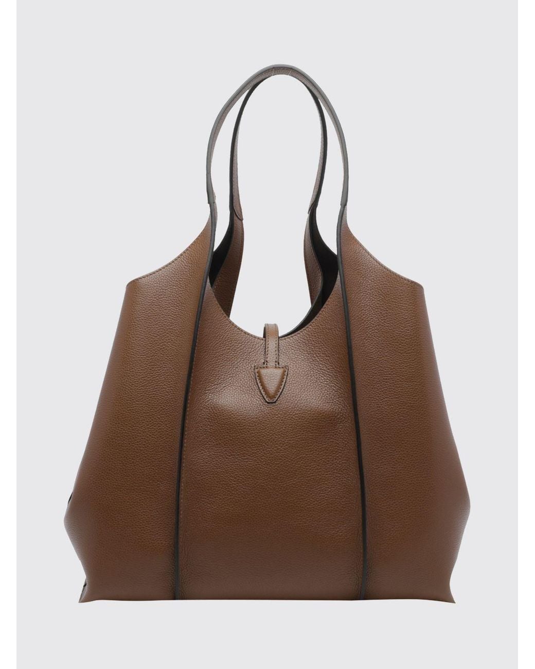Tod's Brown T Timeless Grained Calfskin Leather Shoulder Bag With Removable Pouch
