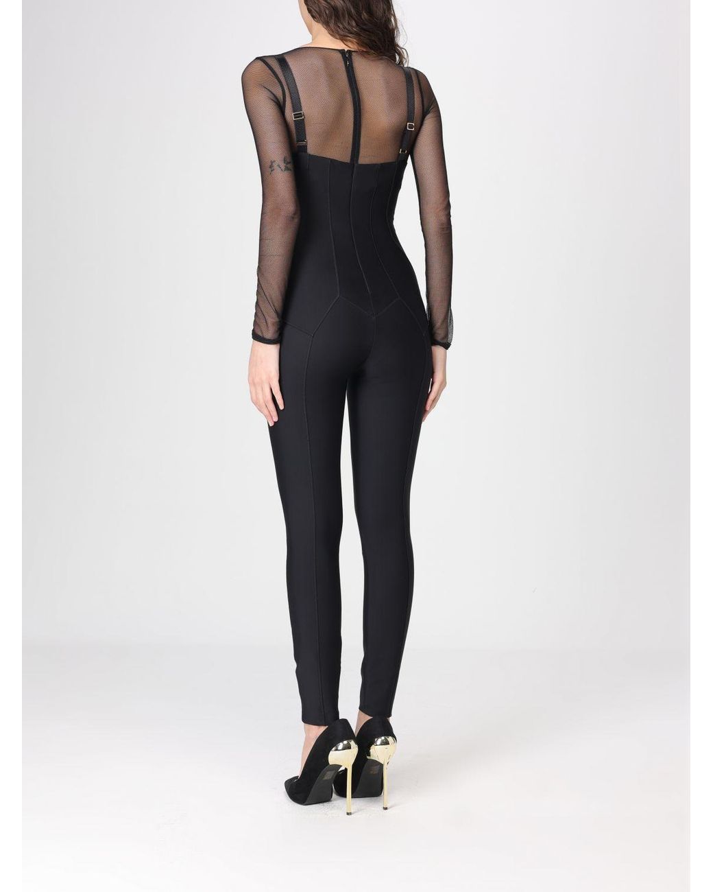 Elisabetta Franchi Black Corset Tulle Jumpsuit