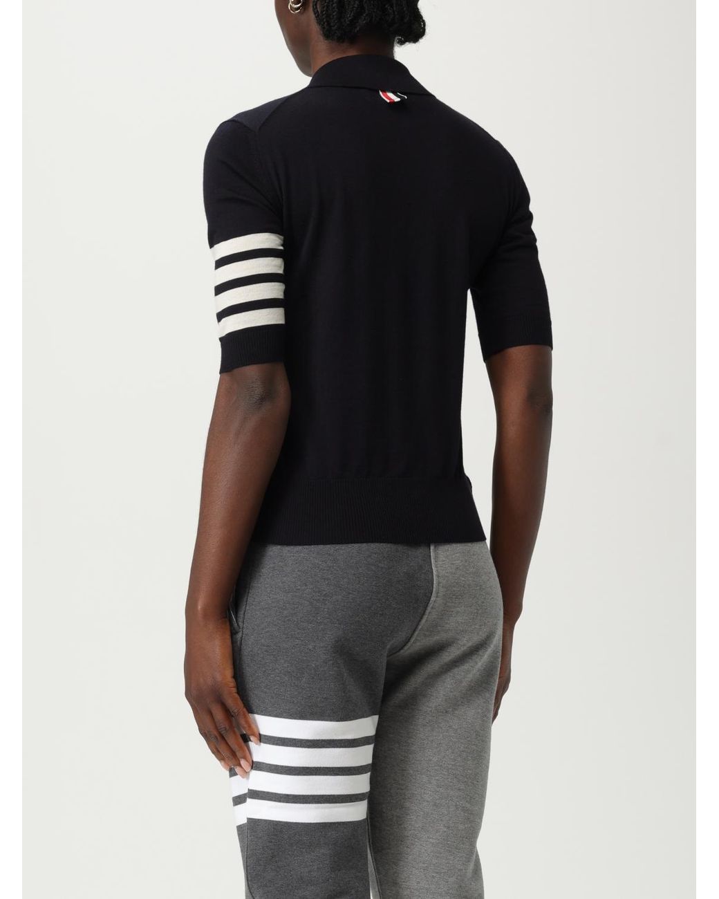 Thom Browne Black Wool Polo Shirt