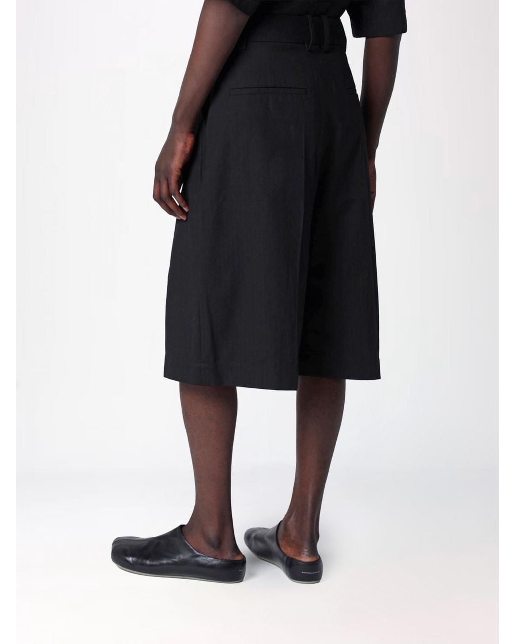 Studio Nicholson Black Fowld Knee-Length Chino Shorts for men