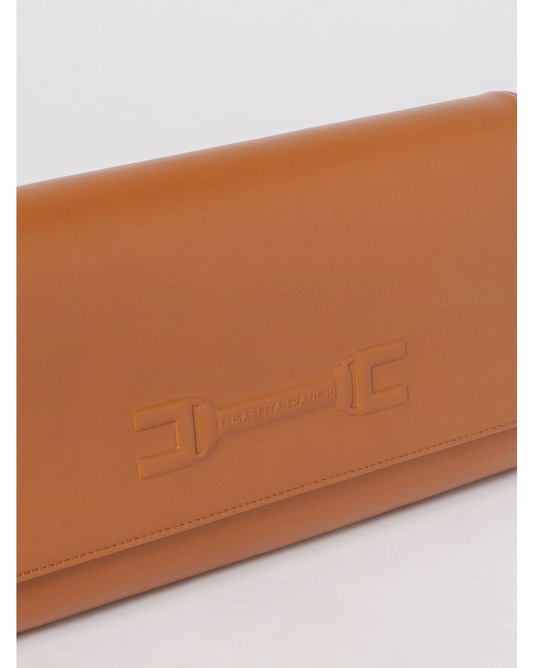 Elisabetta Franchi Brown Clutch With Embossed Logo