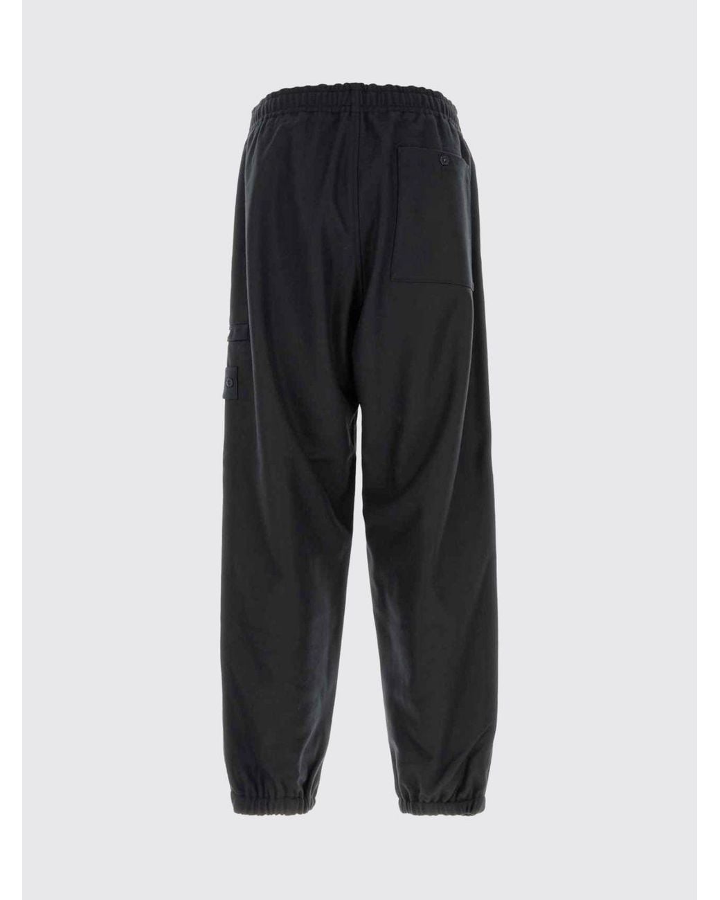 Stone Island Blue Wool Flannel Jogging Trousers With Compass Logo for men