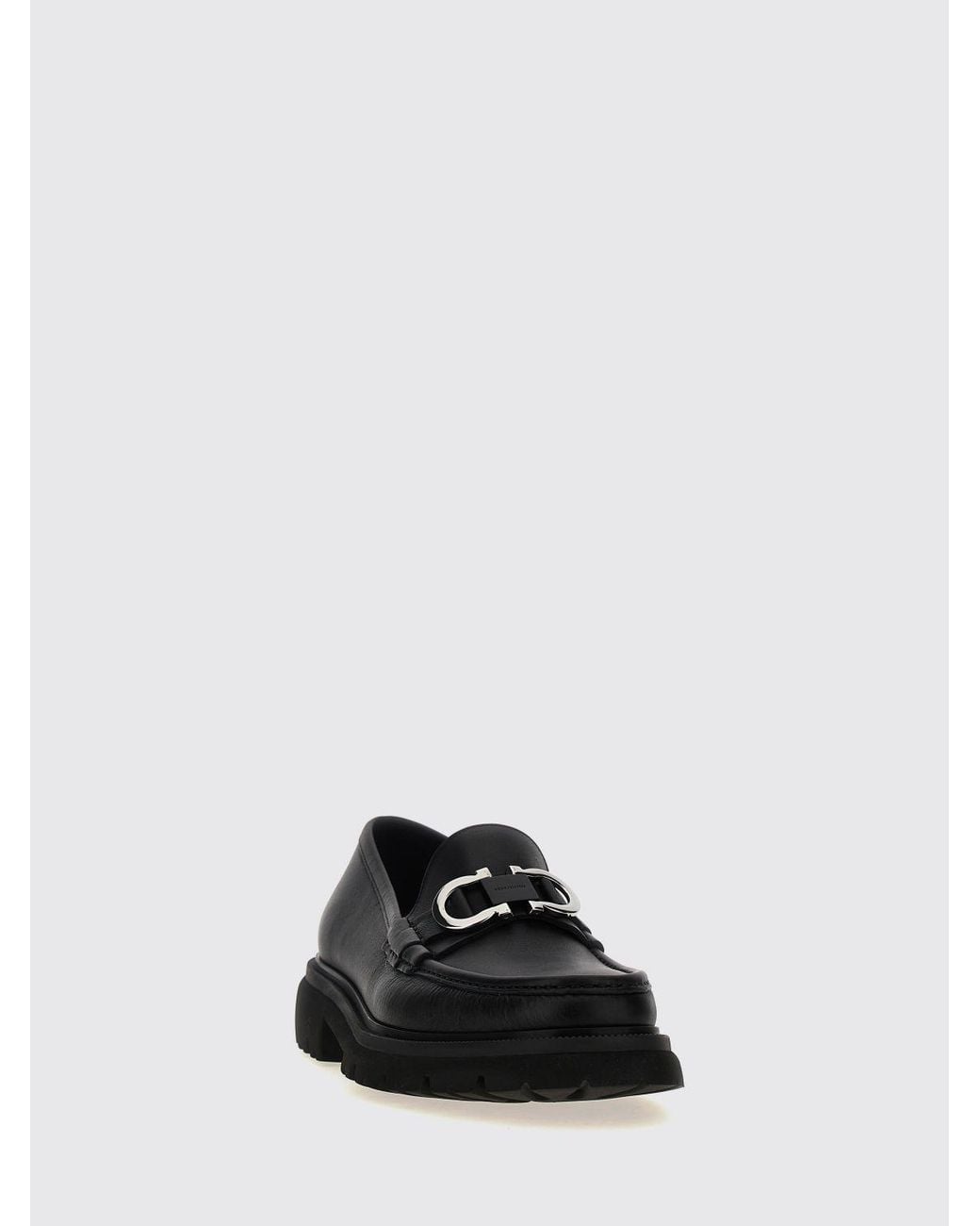 Ferragamo White Calfskin Leather Penny Loafers With Metal Gancini Logo for men