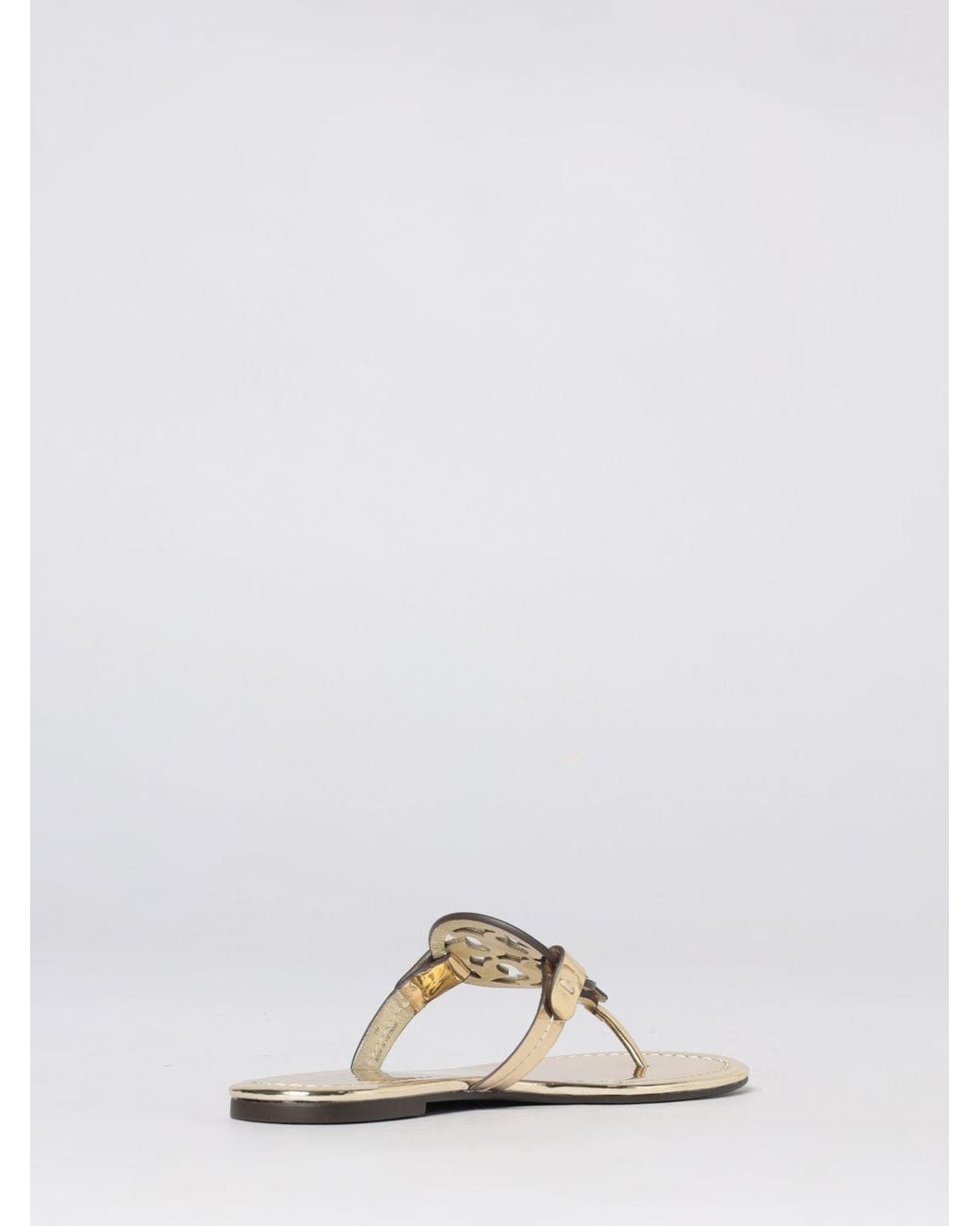 Tory Burch White Laminated Leather Miller Sandals