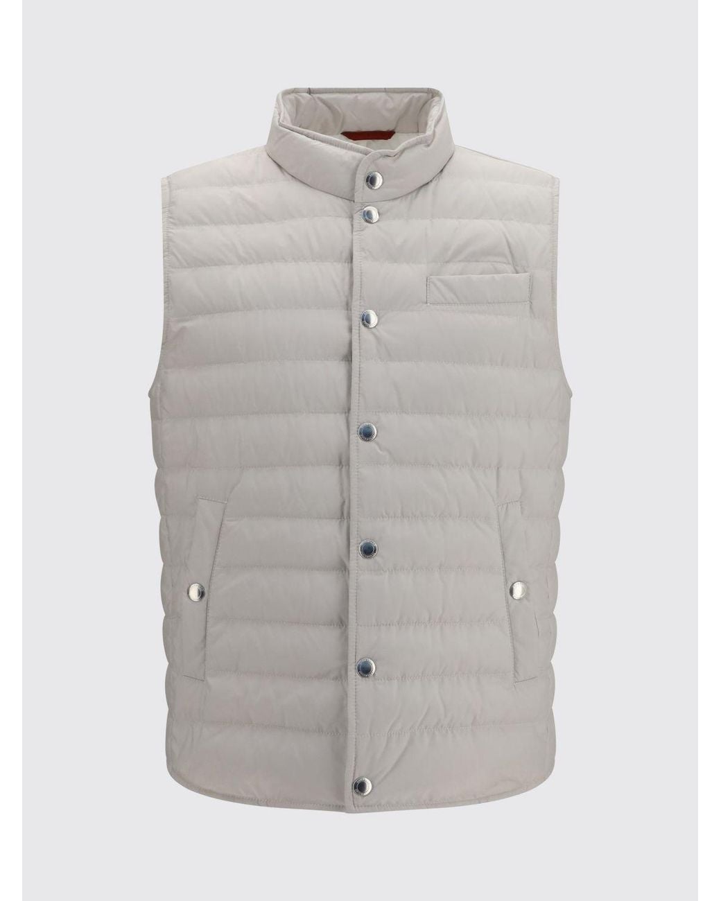 Brunello Cucinelli Gray Water-Repellent Nylon Padded Gilet With High Neck for men