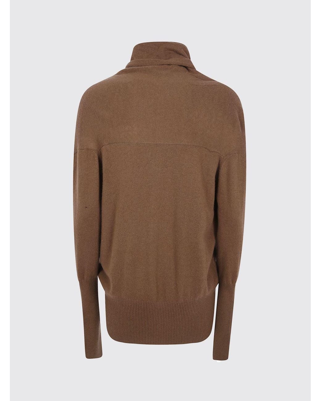 7 For All Mankind Brown Draped V-Neck Jumper