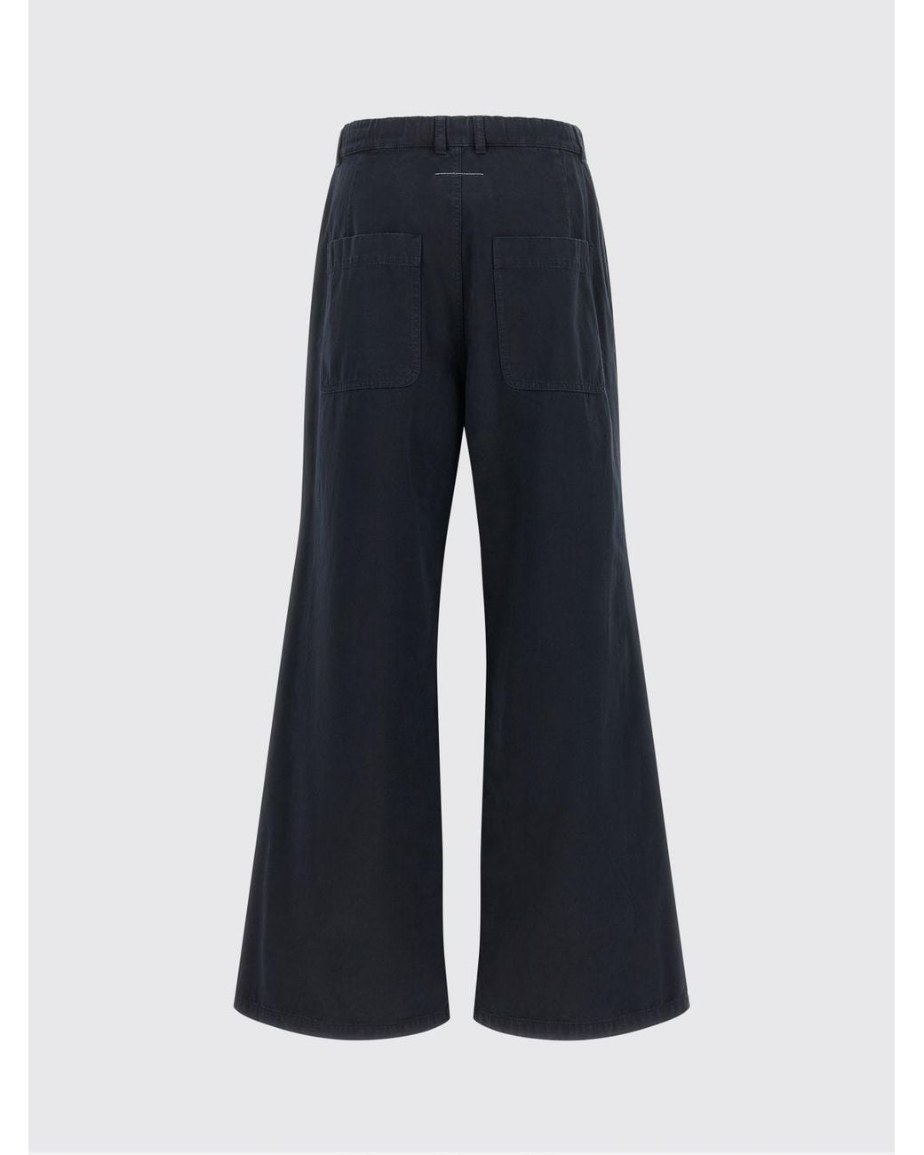 MM6 by Maison Margiela Blue Wide Leg Cotton Trousers With Drawstring Waist