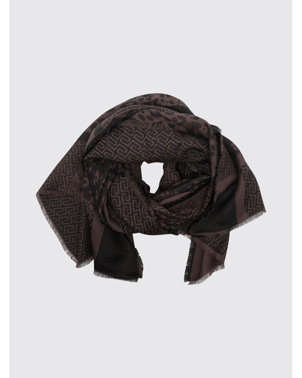 Estola De Viscosa Con Estampado Animalier Y Logotipo Jacquard All-Over Liu Jo de color Black