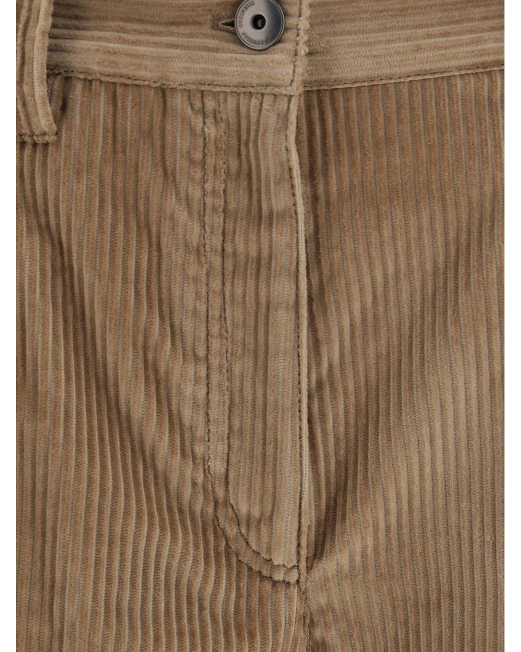 Brunello Cucinelli Natural Straight-Leg Corduroy Velvet Trousers