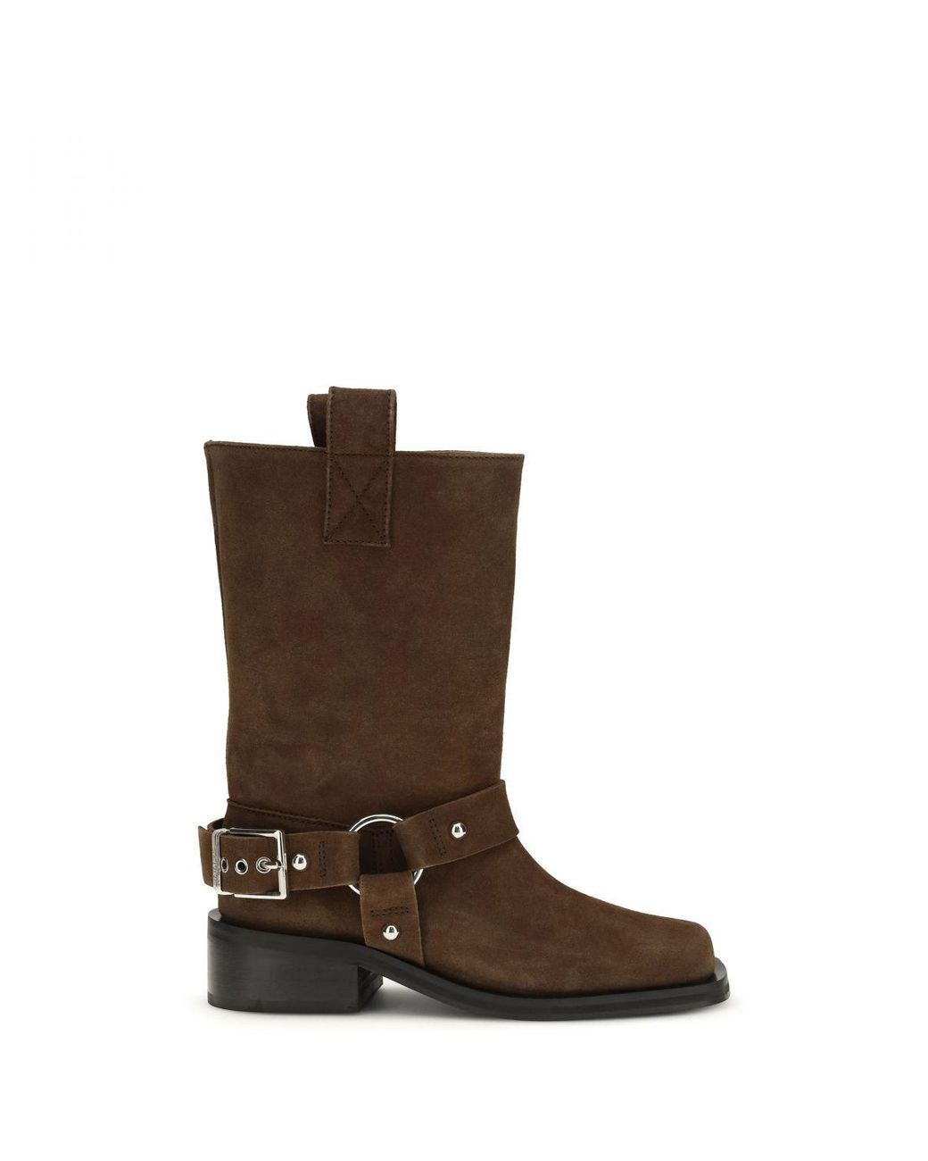 Ganni Brown Suede Biker Boots