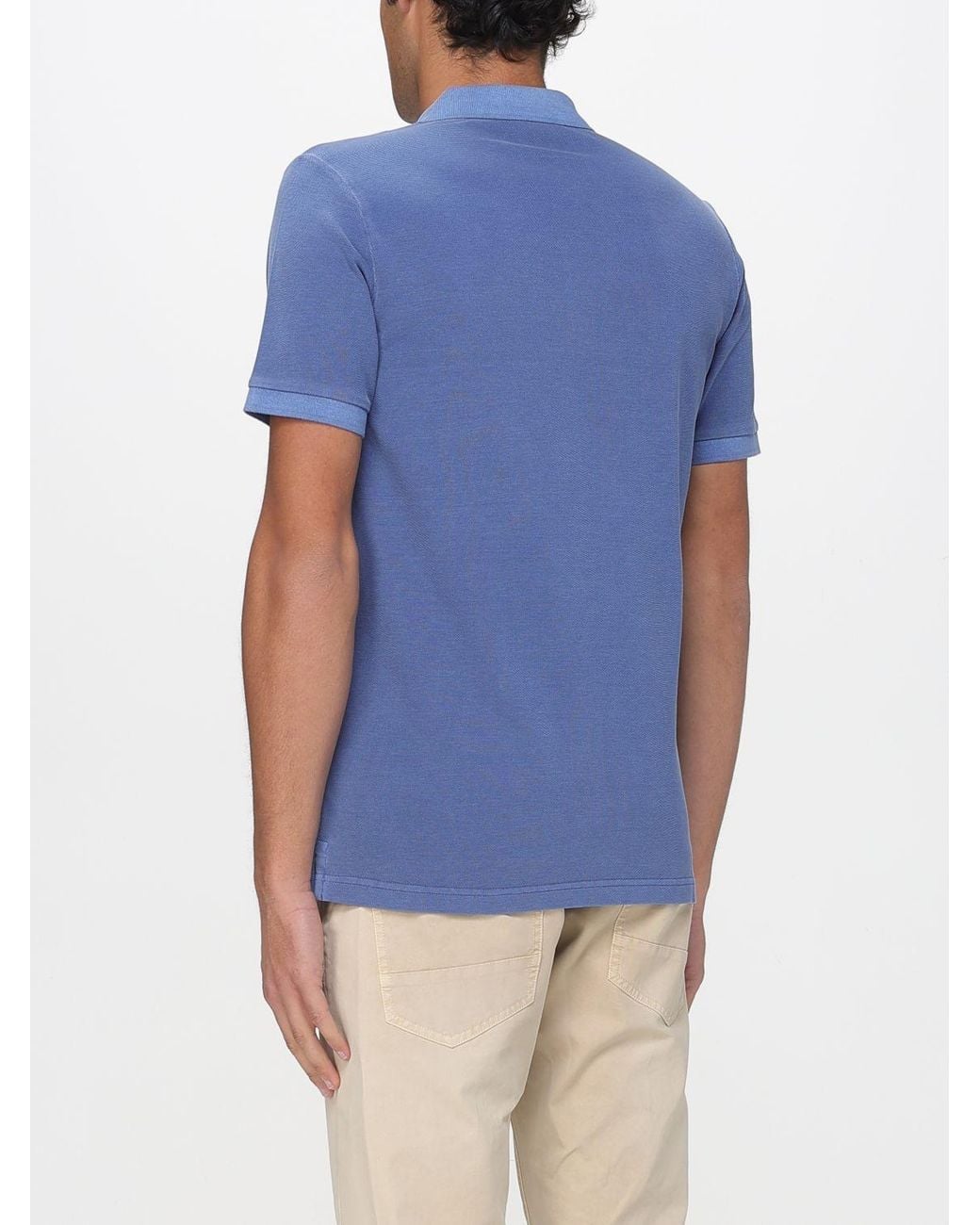 Fay Blue Cotton Polo Shirt With Logo for men