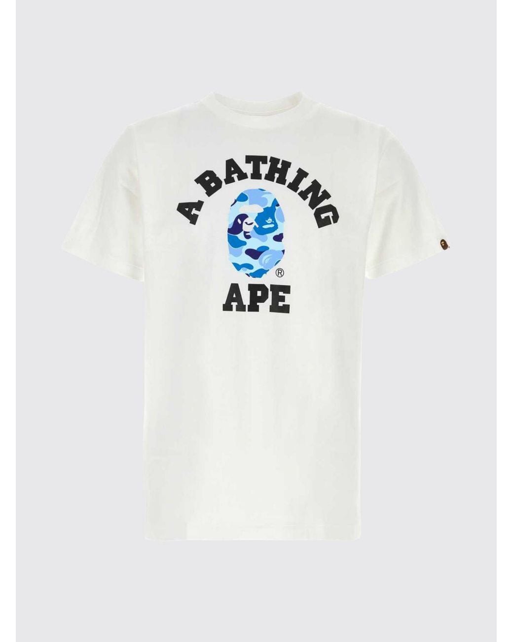 A Bathing Ape White Cotton Jersey T-Shirt With Contrasting Chest Logo for men