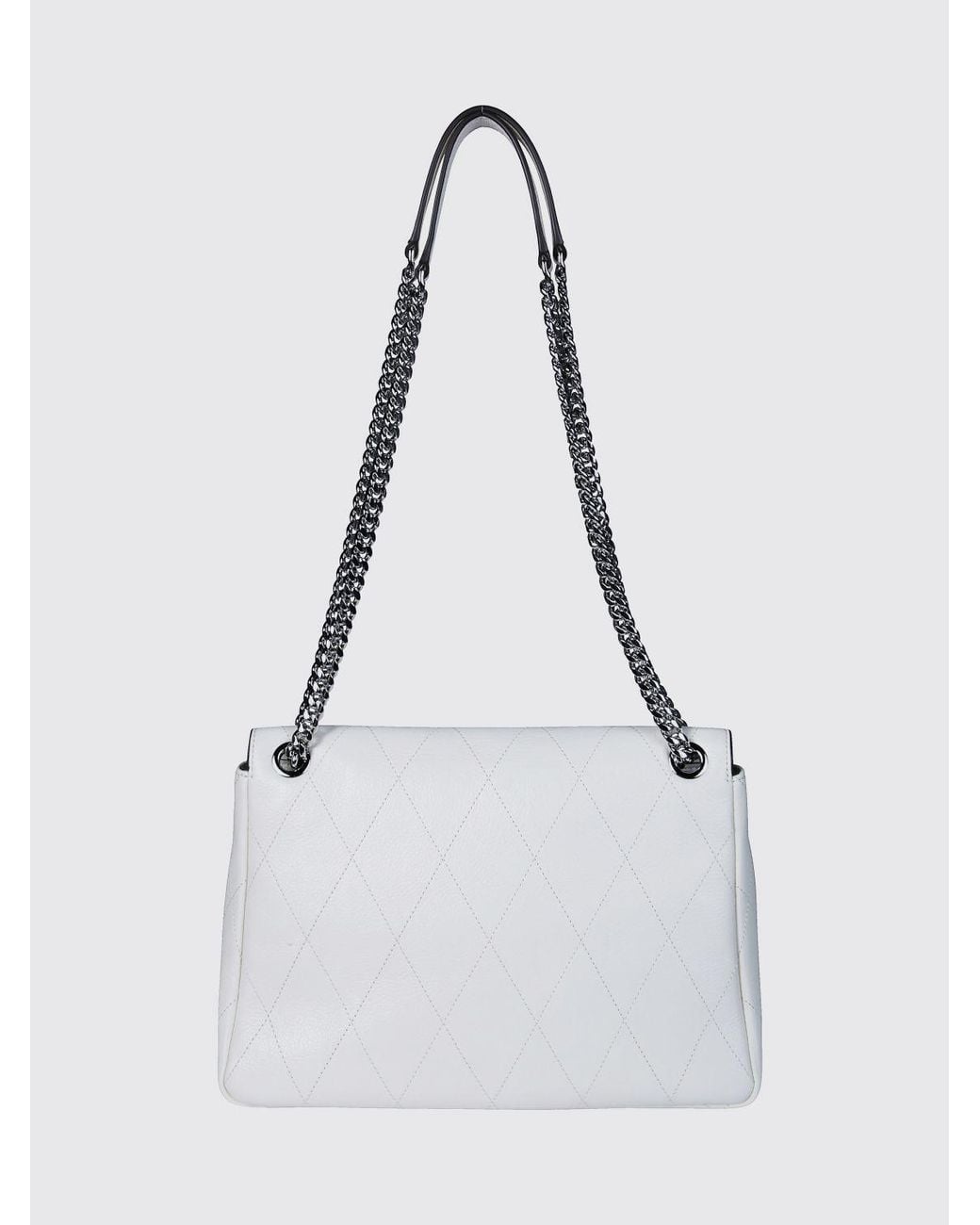Tory Burch White Charlie Matelassé Leather Shoulder Bag With Double T Logo