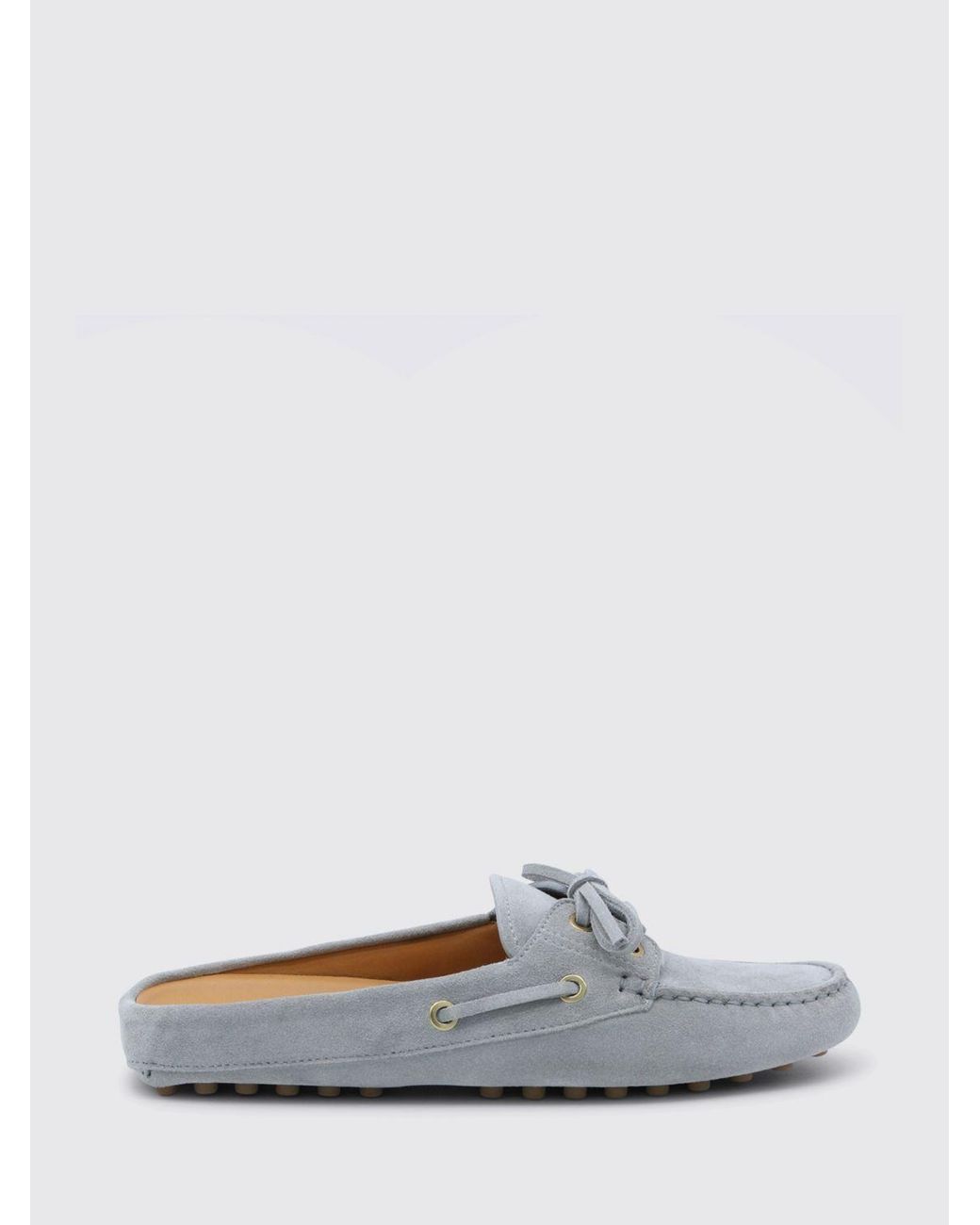 Tod's White Gommino Suede Mules