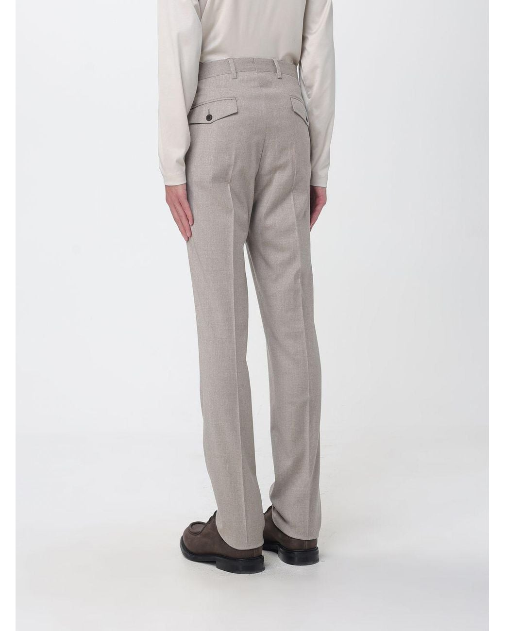 Luciano Barbera Gray Slim Fit Pleated Wool And Cashmere Tailored Trousers for men