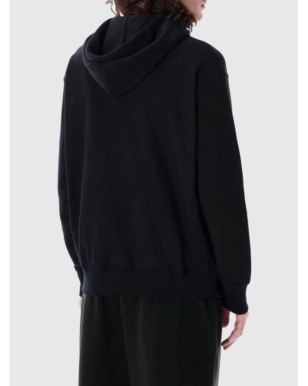 Champion Blue Cotton Hoodie With Kangaroo Pocket And Drawstring for men