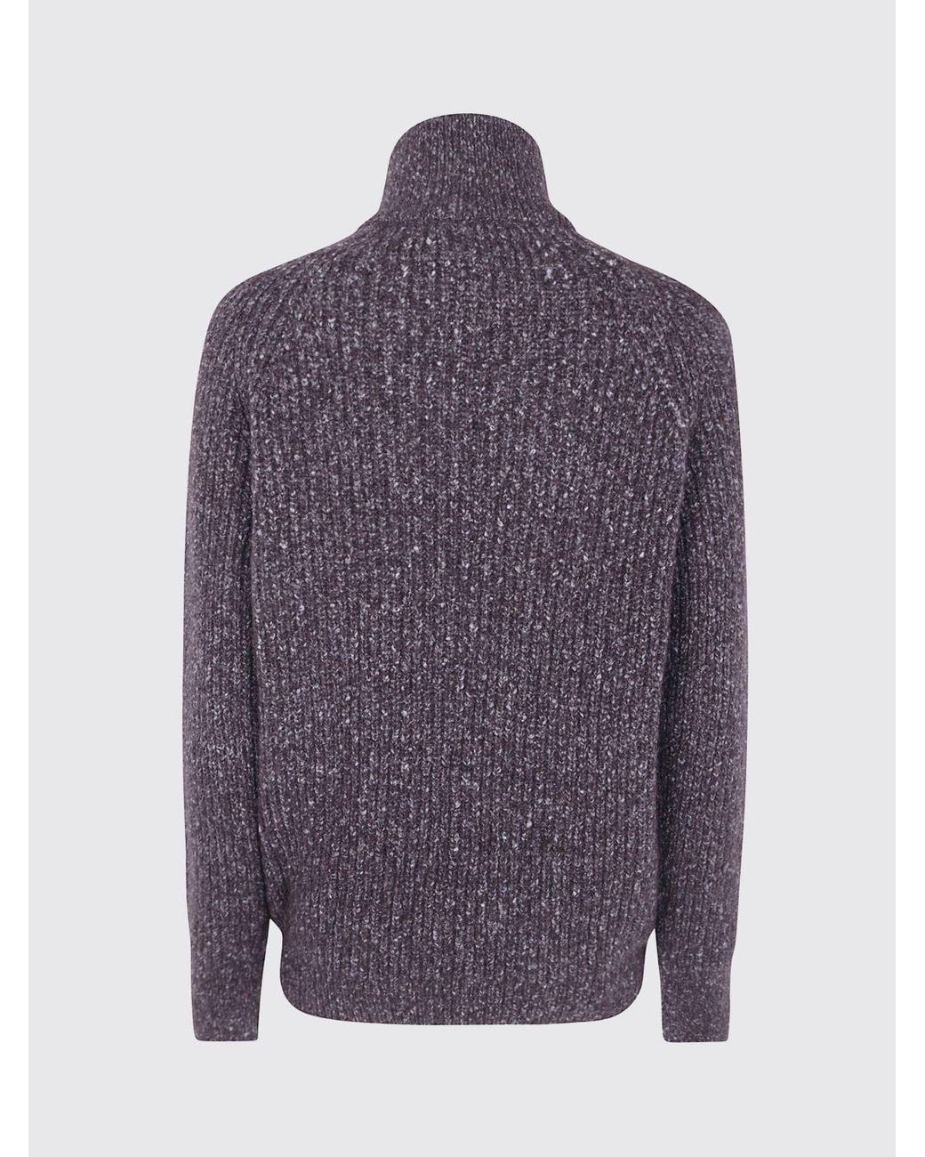 Mrz Purple Slim Fit Zipped High-Neck Alpaca Blend Jumper