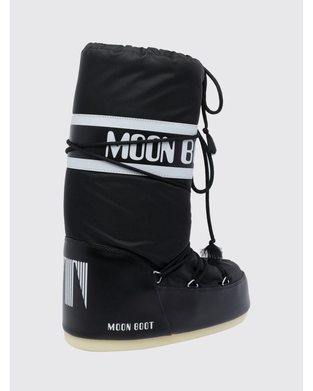 Moon Boot Black Icon Nylon Snow Boots With Printed Logo