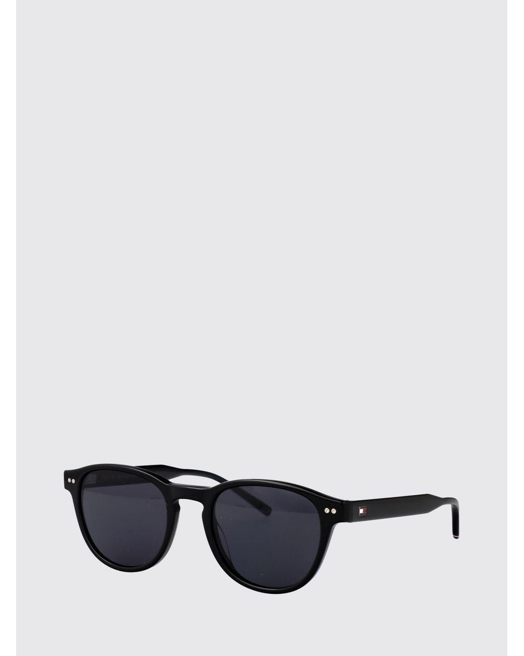 Tommy Hilfiger Black Rounded Acetate Sunglasses With Contrasting Logo for men