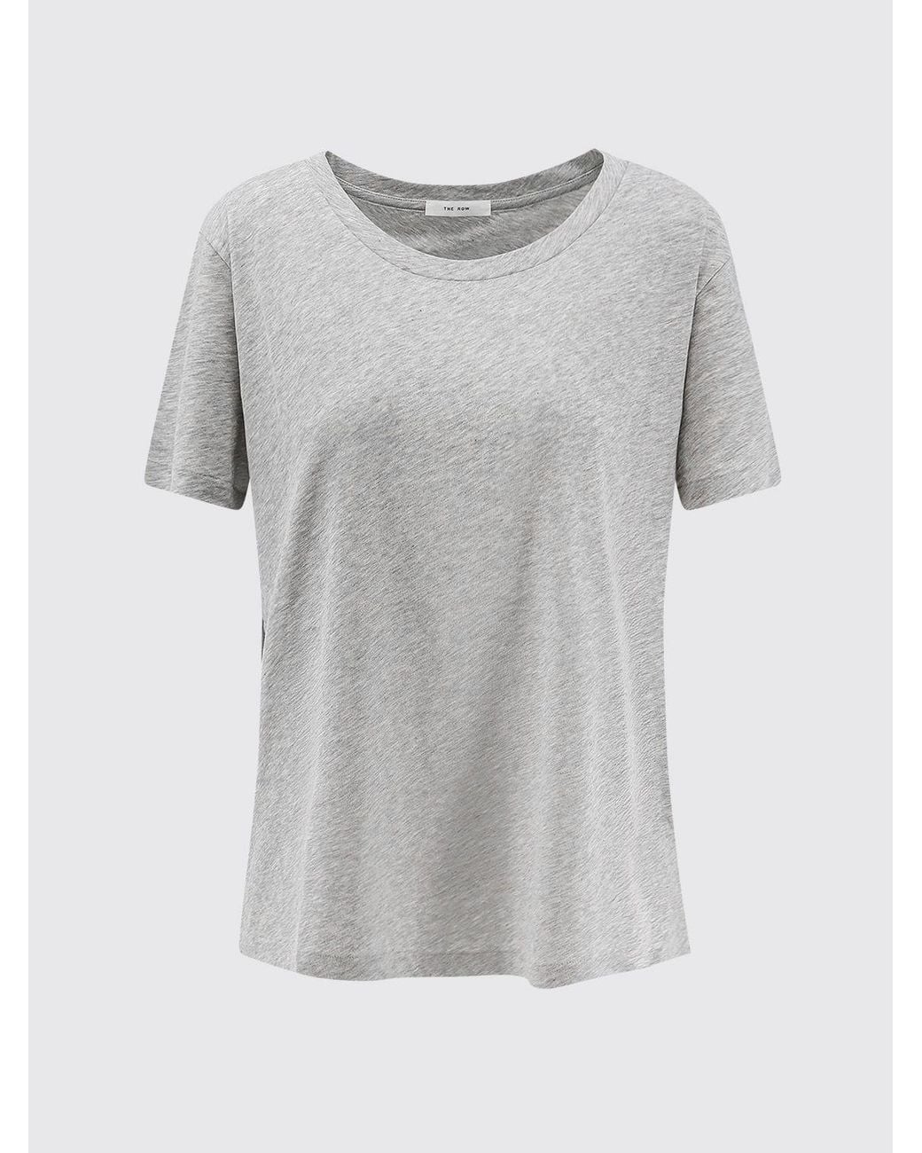 The Row Gray 100% Cotton Crewneck T-Shirt With Dropped Shoulders