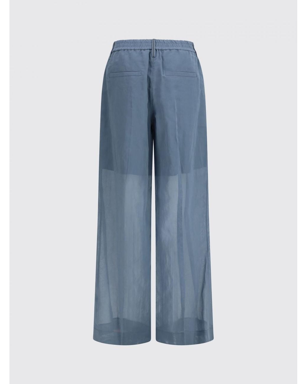 Brunello Cucinelli Blue Wide-Leg Cotton Trousers