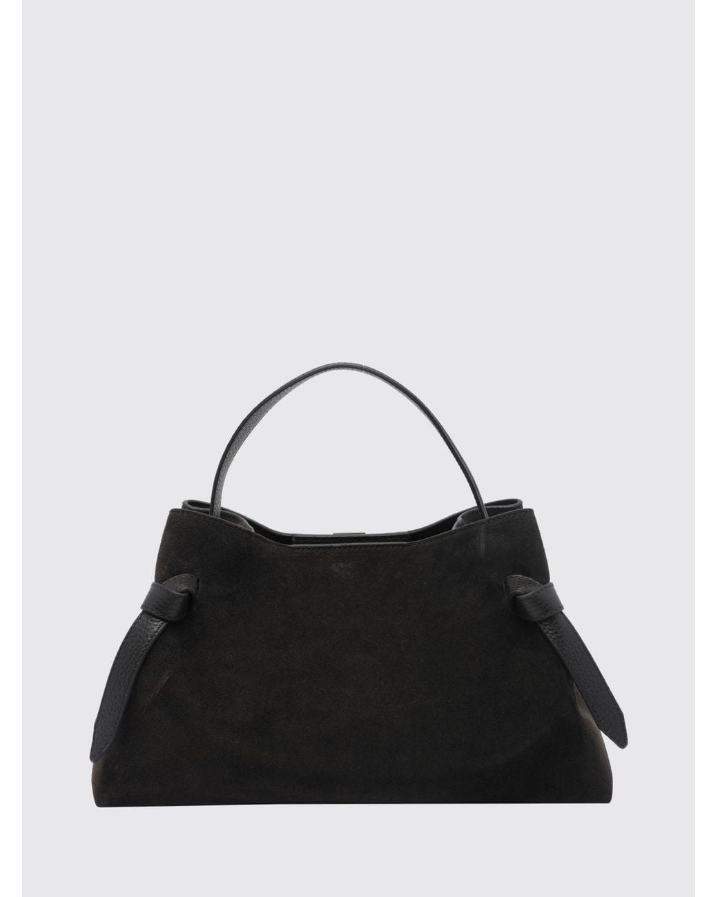 Yuzefi Black Flared Suede Calfskin Handbag