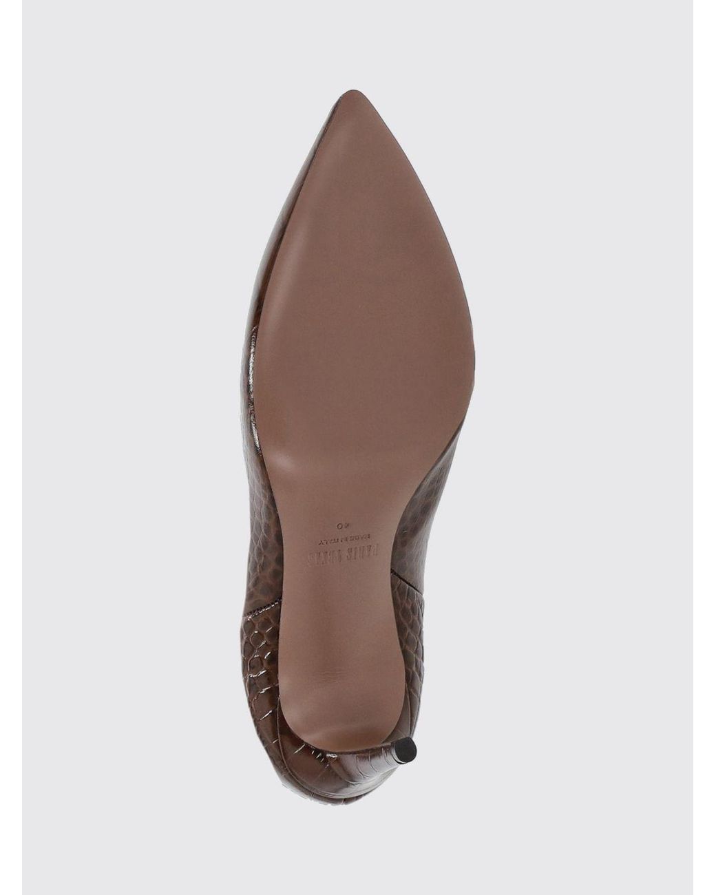 Paris Texas Brown Croc-Embossed Leather Knee-High Boots With Stiletto Heel