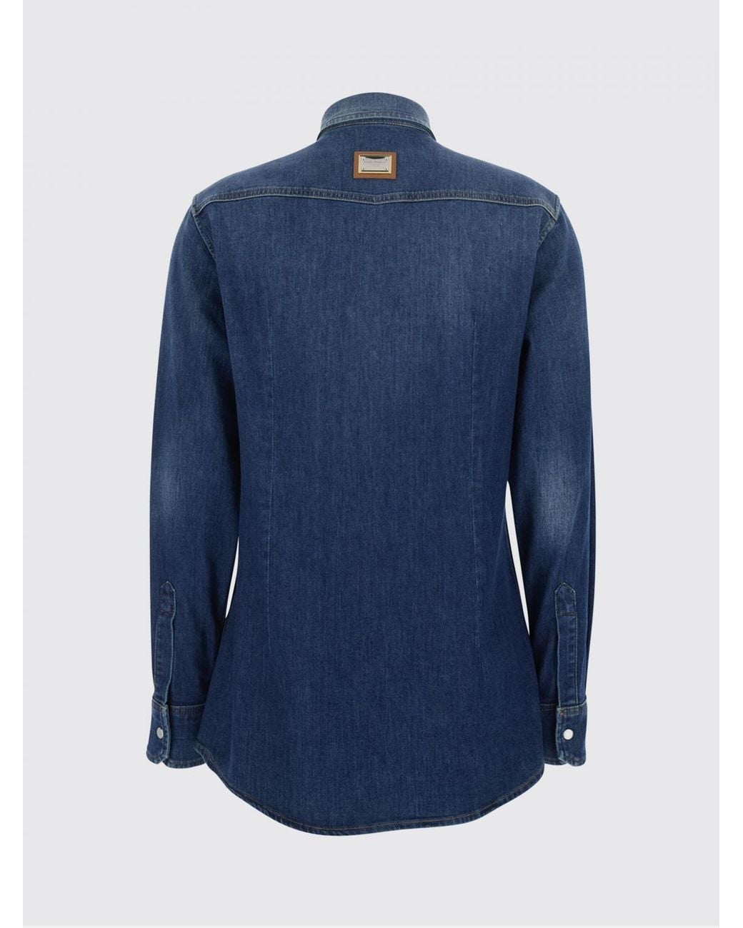 Dolce & Gabbana Blue Dolce &Amp Gabbana Cotton Denim Shirt With Flap Patch Pockets