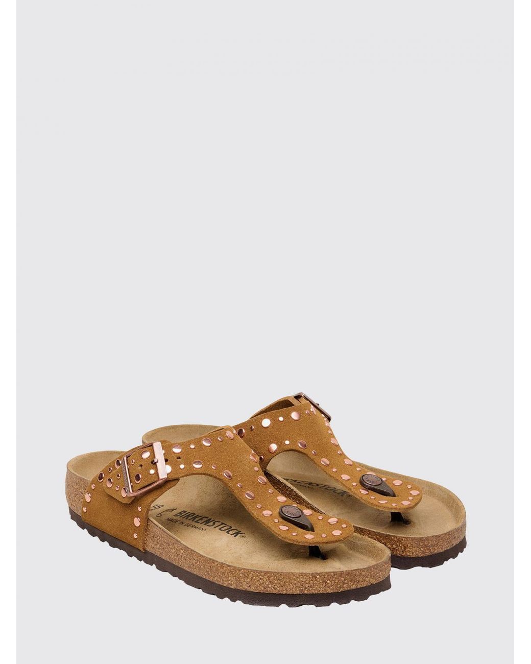 Birkenstock Brown Gizeh Rivet Suede Sandals With Studs