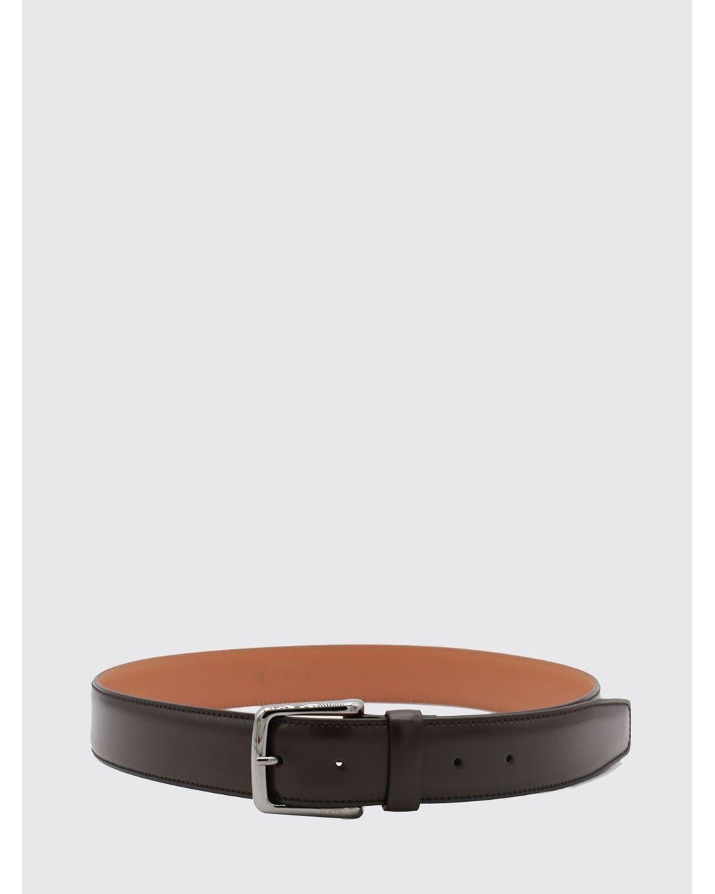 Tod's White Classic Smooth Leather Belt With Metal Buckle for men