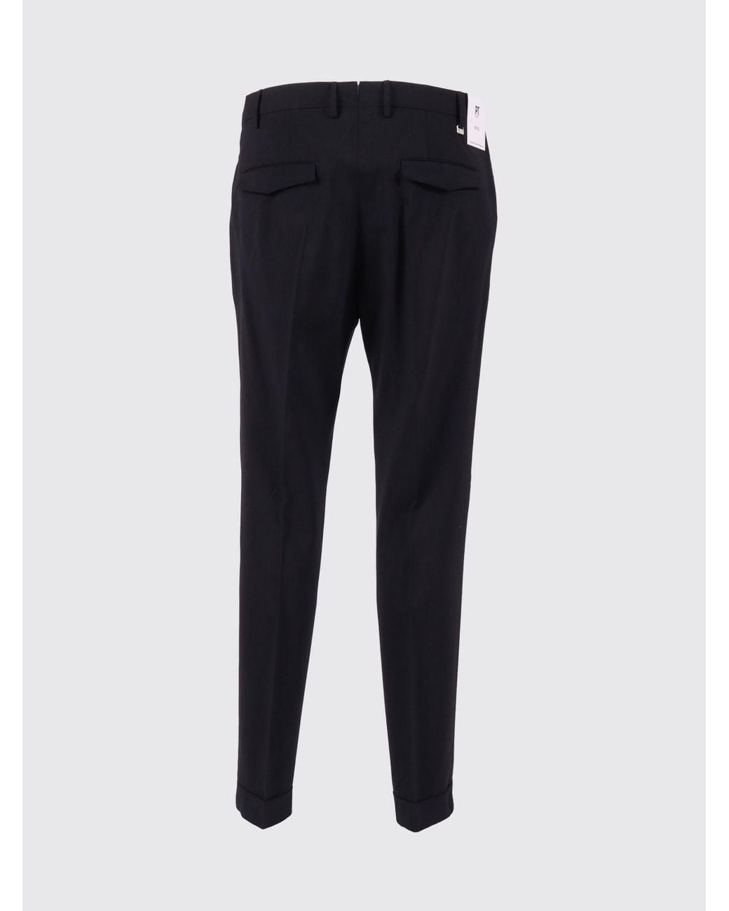 PT01 Black Stretch Virgin Wool Tailored Trousers for men