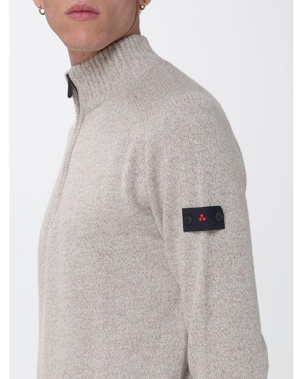 Peuterey Gray Slim Fit High-Neck Wool Jumper With A Half-Zip Closure for men