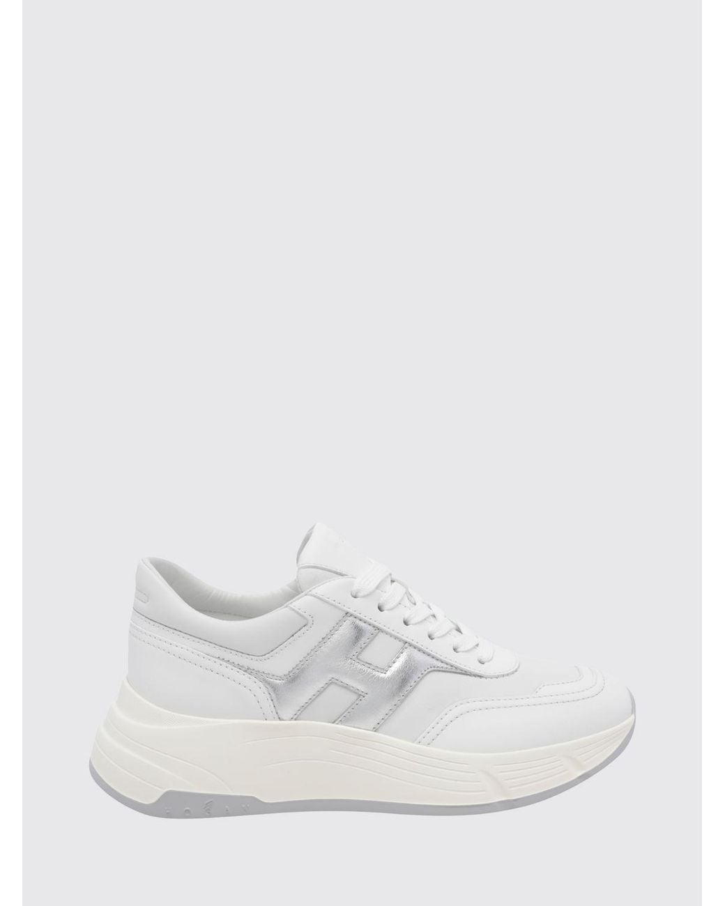 Hogan White Hi-Fi Smooth And Laminated Nappa Leather Sneakers With Chunky Sole