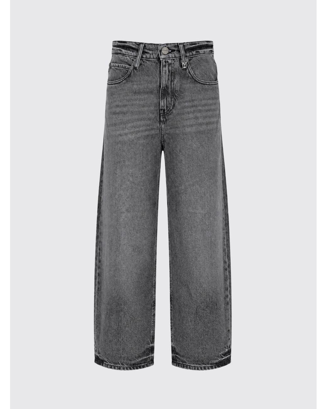 Pinko Gray Estelle Mid-Rise Baggy Jeans