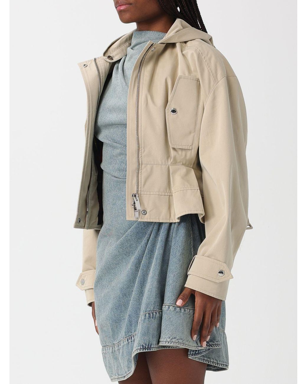 McQueen Blue Cropped Hooded Jacket