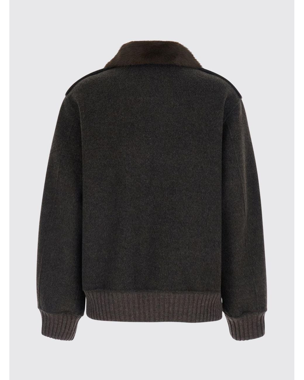 P.A.R.O.S.H. Black Pure Wool Bomber Jacket P.A.R.O.S.H. With Fur Collar And Epaulettes