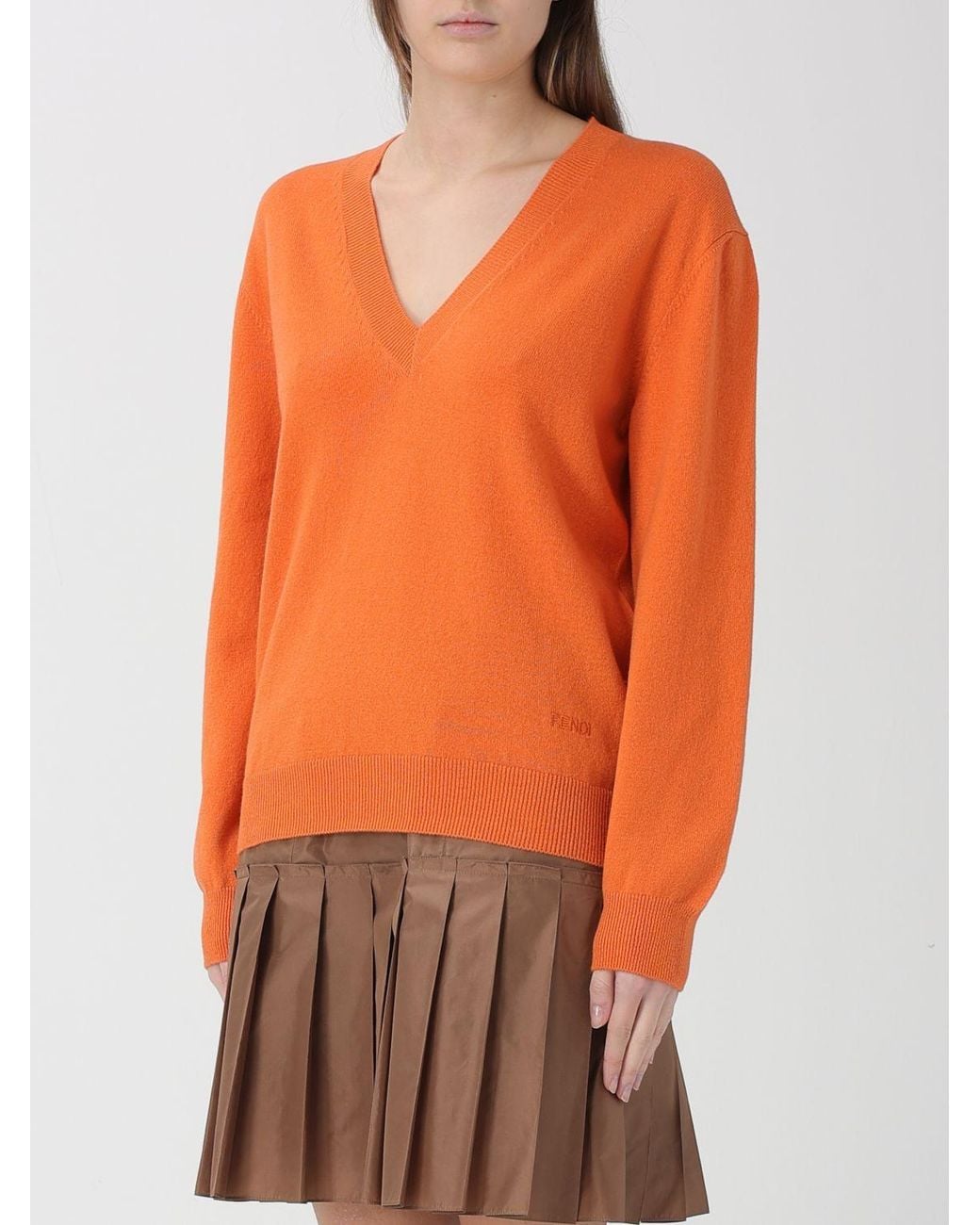Jersey Básico De Cachemir Fendi de color Orange