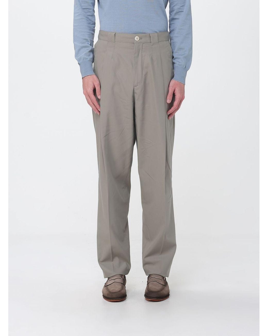 Brunello Cucinelli Gray Cotton Tailored Trousers for men