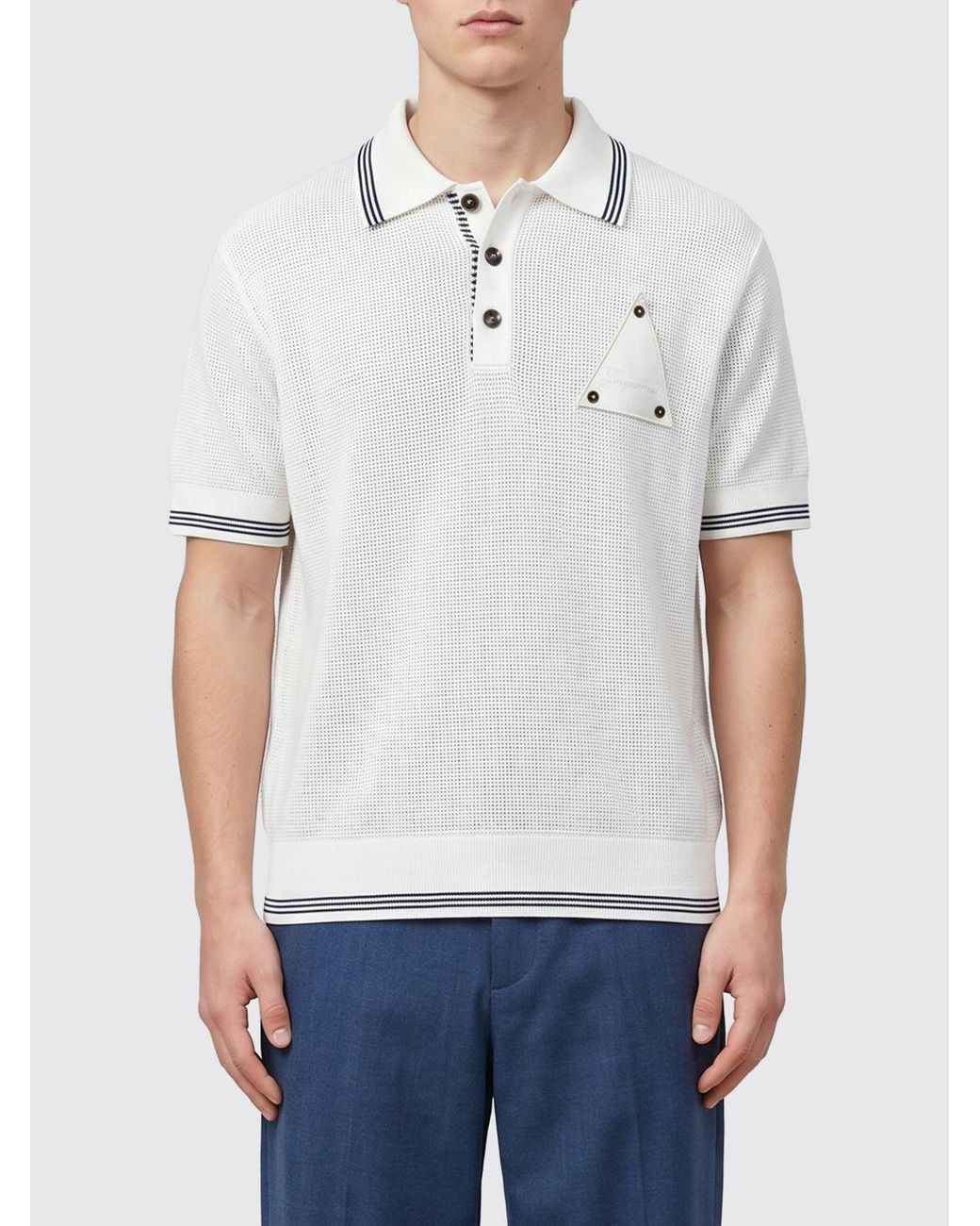 Jacquemus White Voilier Short-Sleeve Cotton Polo Shirt With French Collar for men