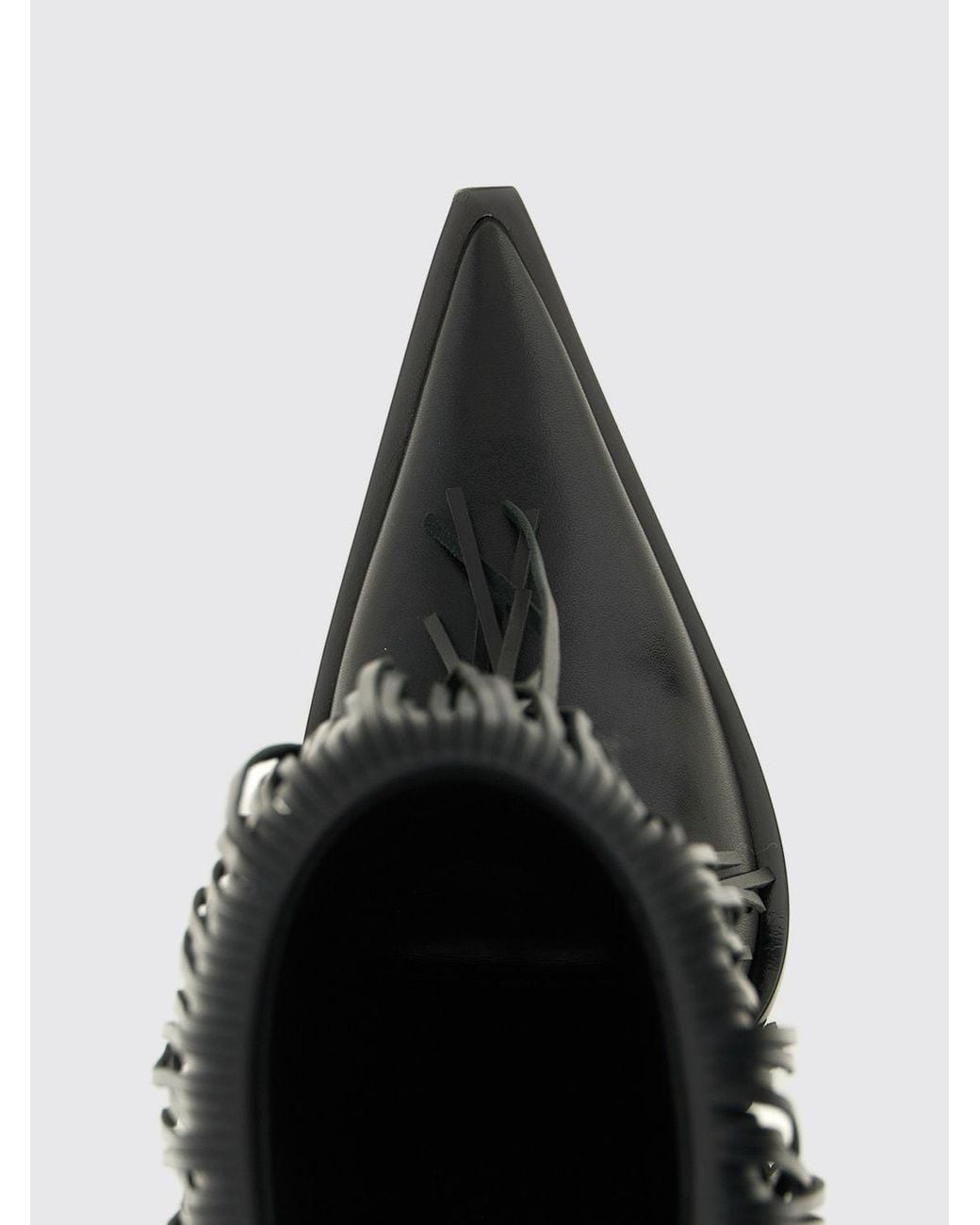 Balenciaga Black Avenue Leather Ankle Boots With Fringes