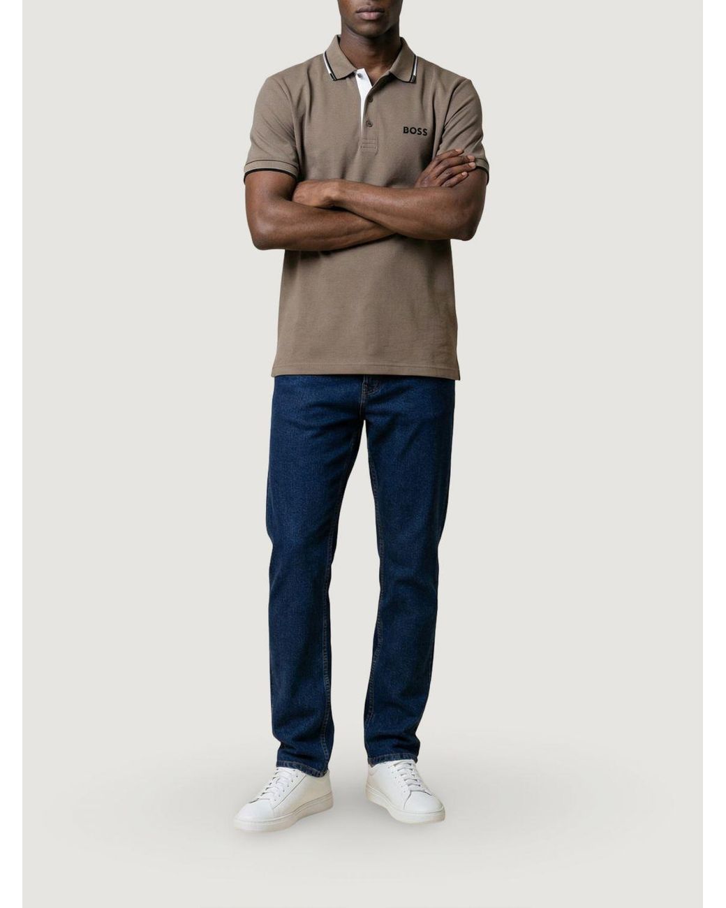 Boss Brown Cotton Polo With Logo for men