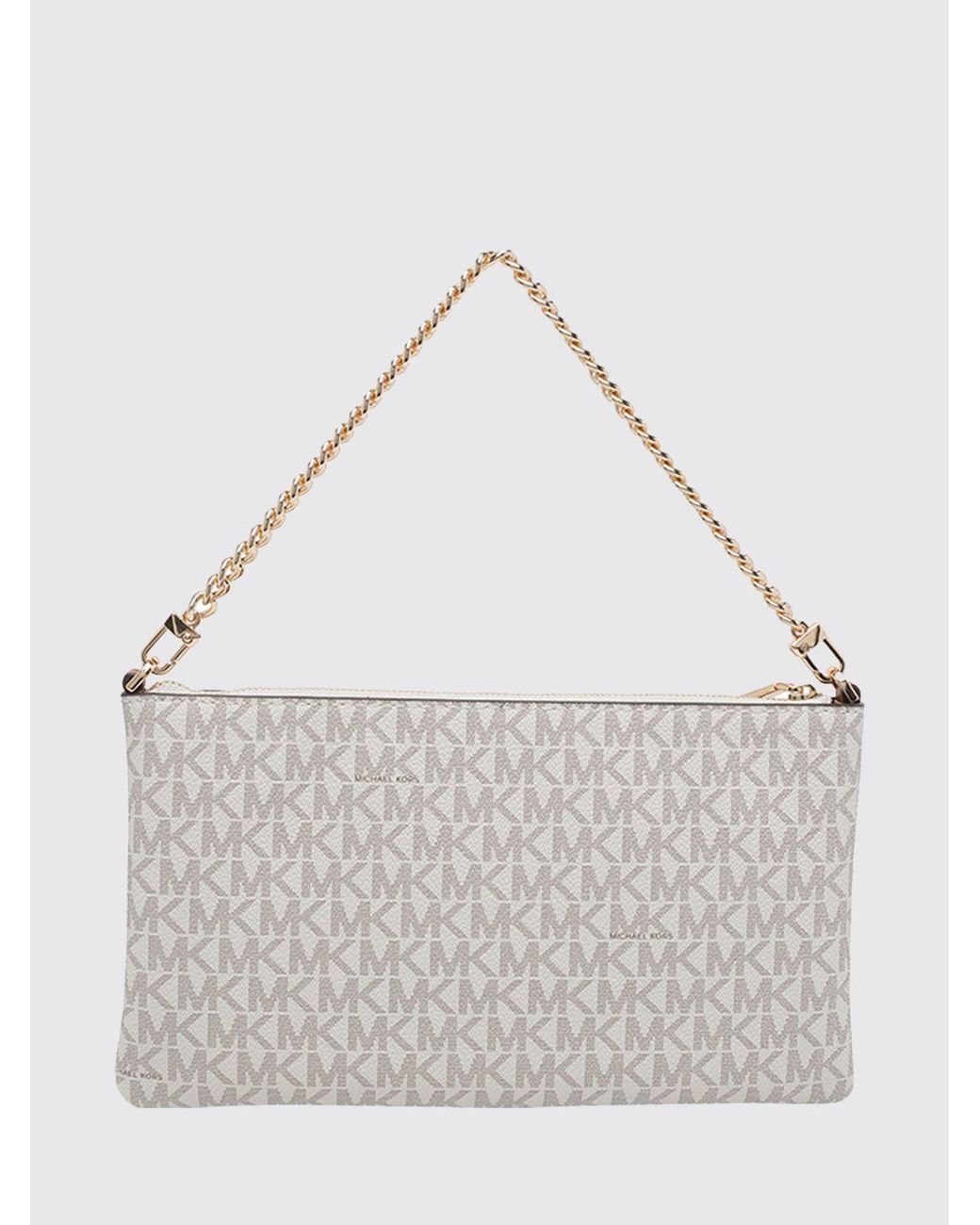 Michael Kors White Coated Cotton Jet Set Bag With Mk Monogram
